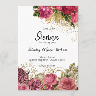 Invitation Fleurs chic et glamour modernes pour toutes les oc