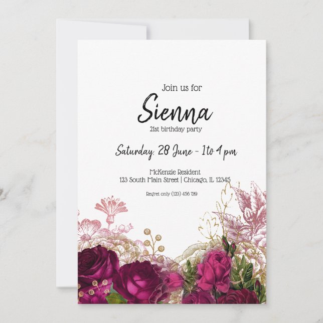 Invitation Fleurs chic et glamour modernes pour toutes les oc (Devant)