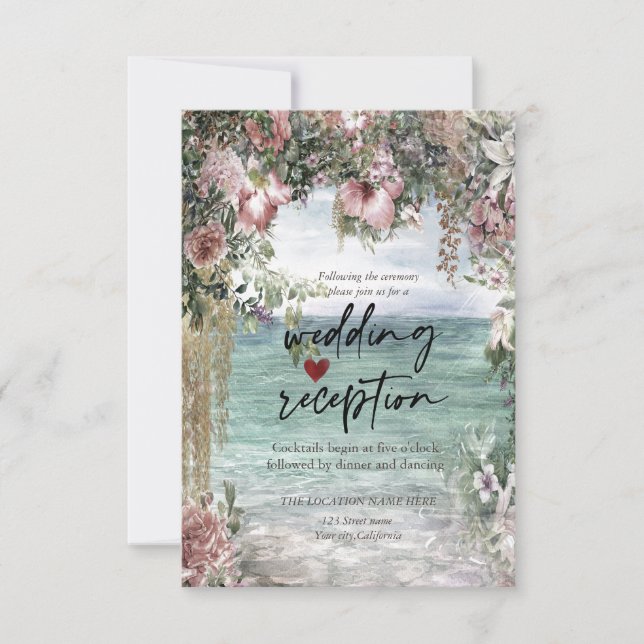 Invitation Fleurs Chic Réception Océan (Devant)