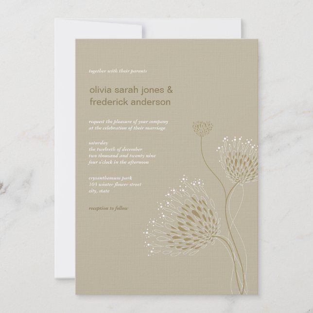 Invitation Fleurs Chrysanthème Floral Élégant Mariage chic (Devant)