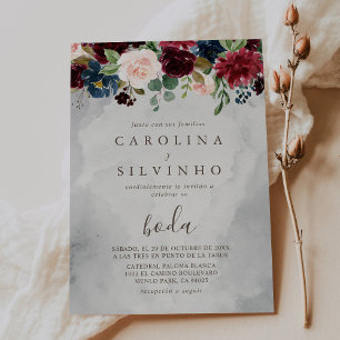Invitation Fleurs classiques chic Boda Mariage