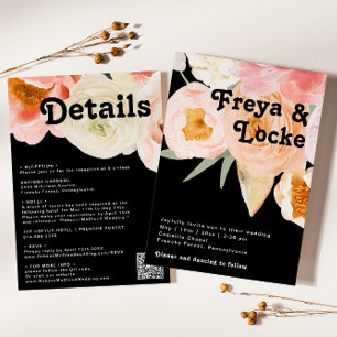 Invitation Fleurs Colorées en Gras   Robe de Mariée Noir Tout