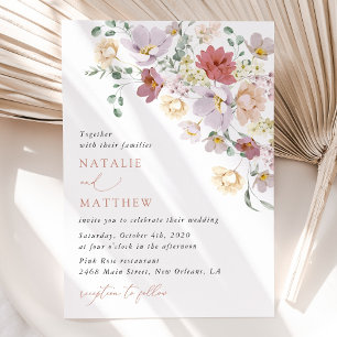 Invitation Fleurs colorées, Fleur sauvage, Boho, Mariage