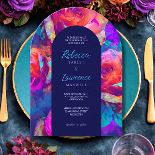 Invitation Fleurs colorées lumineuses chic arche de mariage