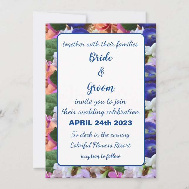 Invitation Fleurs Colorées Mariage Floral  (Devant)