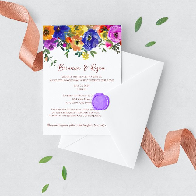 Invitation Fleurs colorées Mariages d'été (Créateur téléchargé)