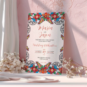 Invitation Fleurs colorées mexicaines de Fiesta Mariage botan