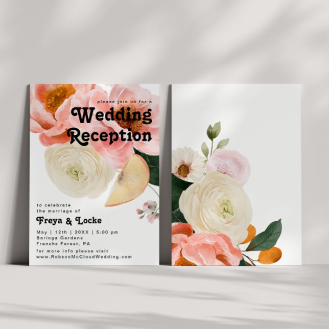 Invitation Fleurs Colorées Vibrantes | Réception de Mariage (Créateur téléchargé)