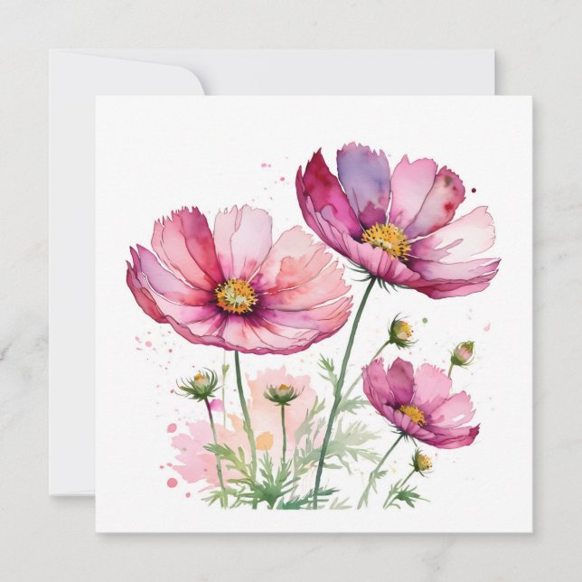 Invitation Fleurs cosmos pourpres (Devant)