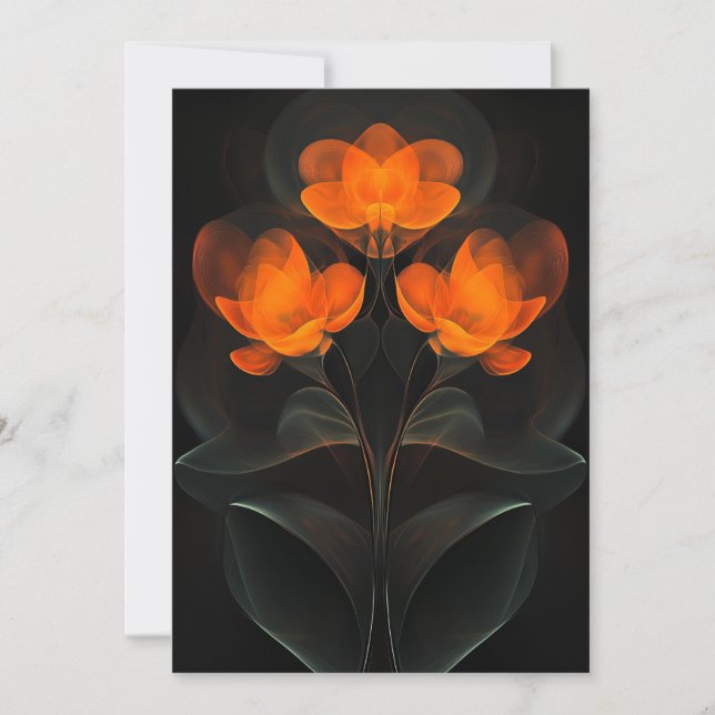 Invitation Fleurs Cyberflora Orange Noir Lumineuses (Devant)