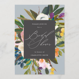 Invitation Fleurs d'agrumes lumineuses Dusty Blue Fête de