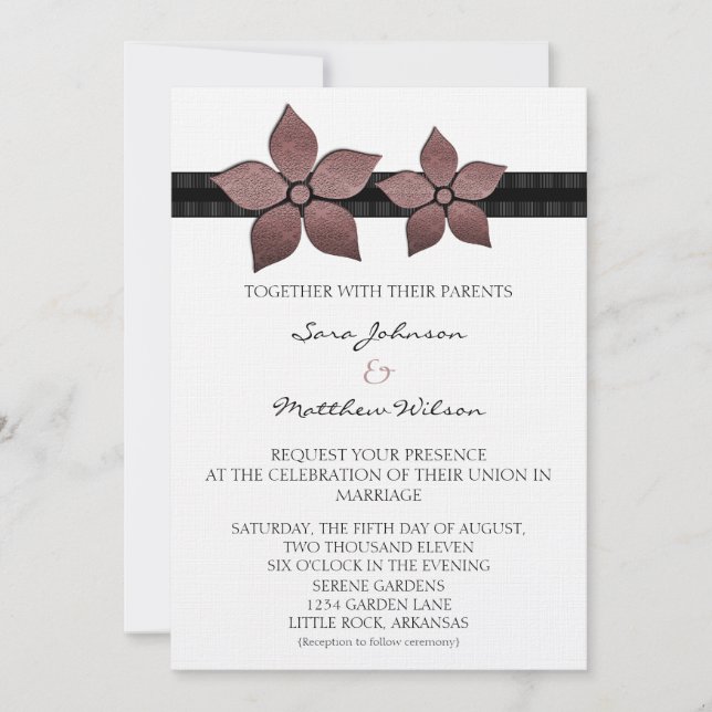 Invitation Fleurs Damas Frontalisation Frontale Invite Mariag (Devant)