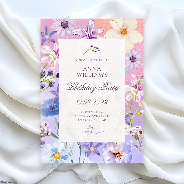 Invitation Fleurs d'anniversaire (Créateur téléchargé)