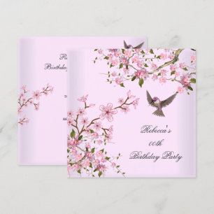 Invitation Fleurs d'anniversaire asiatiques Fleur de cerisier