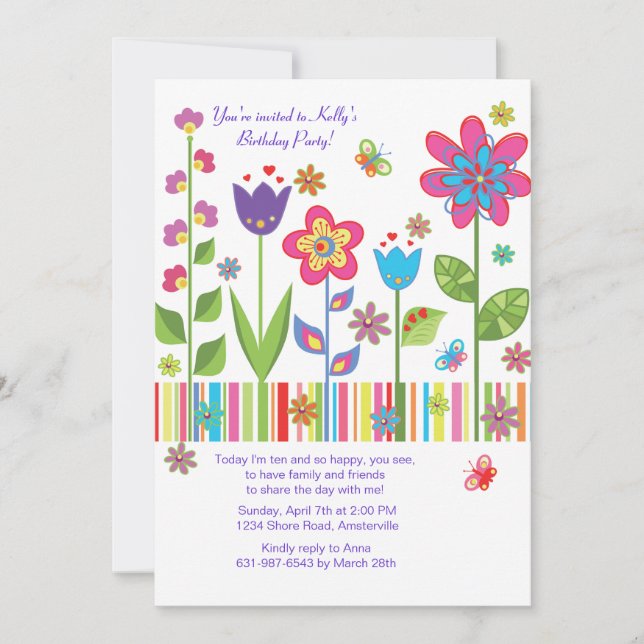 Invitation Fleurs dans l'invitation de jardin (Devant)