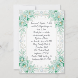 Invitation Fleurs d'Aqua et Diamants 75e Anniversaire