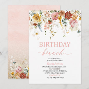 Invitation Fleurs d'aquarelle Baby shower de brunch d'anniver