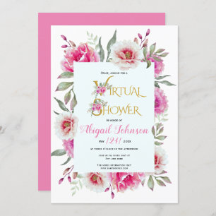 Invitation Fleurs d'aquarelle bébé virtuel ou douche nuptiale