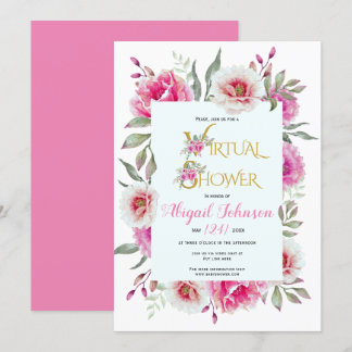Invitation Fleurs d'aquarelle bébé virtuel ou douche nuptiale