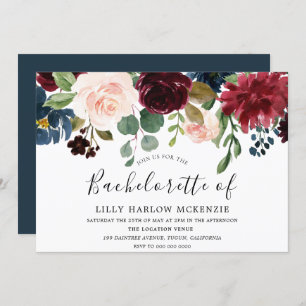 Invitation Fleurs d'aquarelle Bourgogne Bachelorette