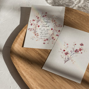 Invitation Fleurs d'aquarelle Bourgogne Boho Mariage moderne