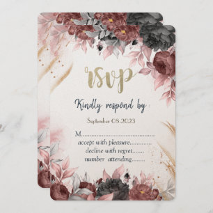 Invitation Fleurs d'aquarelle d'automne Mariage RSVP
