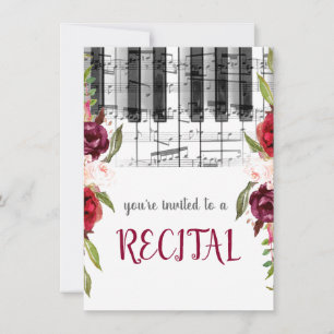 Invitation fleurs d'aquarelle de marsala récital