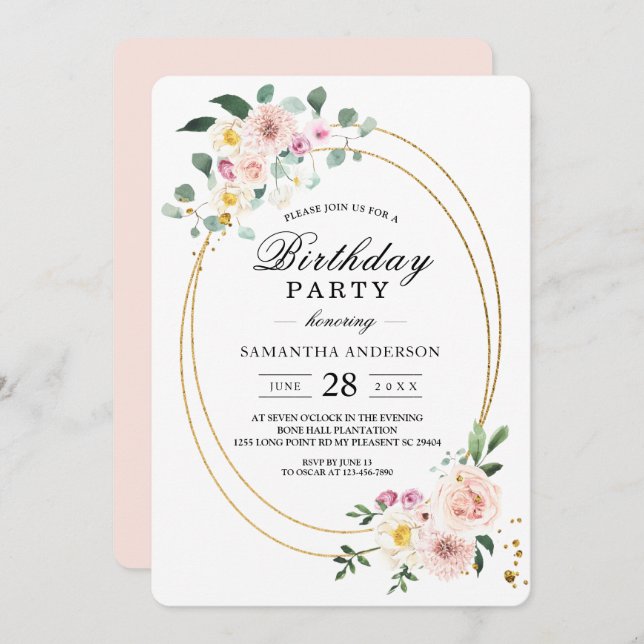 Invitation Fleurs d'aquarelle de printemps colorées modernes (Devant / Derrière)