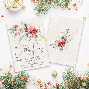 Invitation Fleurs d'aquarelle d'hiver 40e fête d'anniversaire