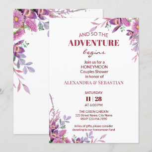 Invitation Fleurs d'aquarelle Douche lune de miel