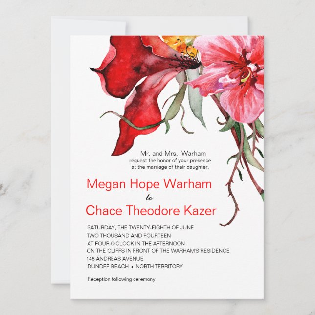 Invitation Fleurs d'aquarelle Flora Botanica Mariage (Devant)
