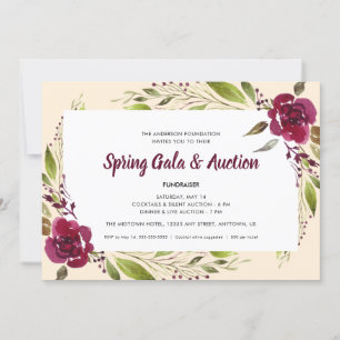 Invitation Fleurs d'aquarelle Gala de printemps et vente aux