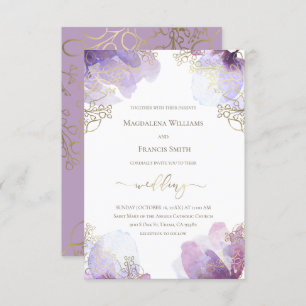 Invitation fleurs d'aquarelle mariage et détails de fausse fe