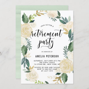 Invitation Fleurs d'aquarelle Parties scintillant d'or Parti