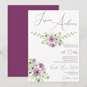 Invitation Fleurs d'aquarelle romantique 50e anniversaire