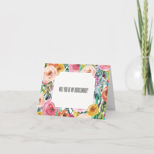 Invitation Fleurs d'aquarelle romantique Bridesmaid (Devant)