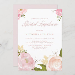 Invitation Fleurs d'aquarelle romantique Bridesmaids Déjeuner