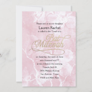 Invitation Fleurs d'aquarelle rose bat mitzvah