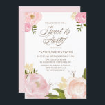 Invitation Fleurs d'aquarelle rose romantique Douce 16 Partie<br><div class="desc">Invitation à la fête de sweet sixteen floral personnalisable avec des illustrations d'aquarelle dessinées à la main de pivoines roses et de roses. Cette invitation en sweet sixteen aquarelle est entièrement personnalisable. Parfait pour les fêtes de printemps et de jardin.</div>