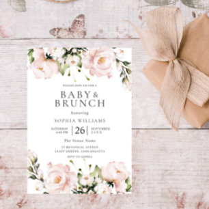 Invitation Fleurs d'aquarelle rousse Baby shower Brunch