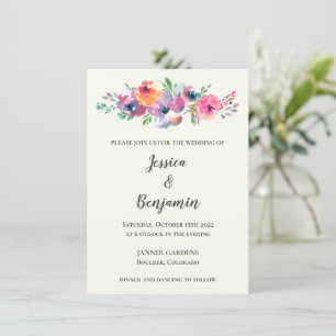 Invitation Fleurs d'aquarelle simples Mariage élégant moderne