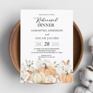 Invitation Fleurs d'aquarelle tendance et Citrouille automne