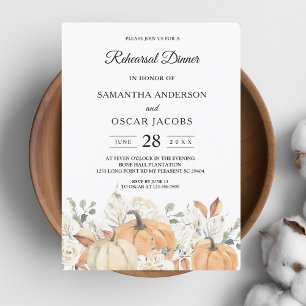 Invitation Fleurs d'aquarelle tendance et Citrouille automne