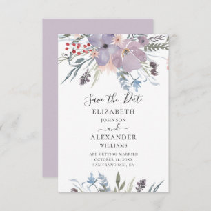 Invitation Fleurs d'aquarelle violet. Mariage floral Lilac