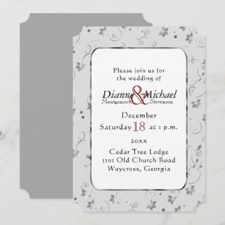 Invitation Fleurs d'argent sur Mariage gris