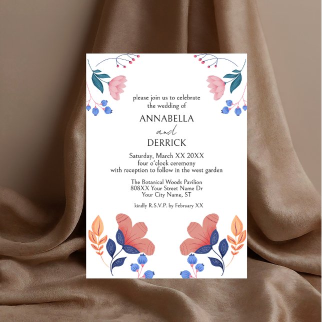 Invitation Fleurs d'art populaire Mariage (Créateur téléchargé)
