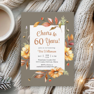 Invitation Fleurs d'automne 60e anniversaire encourage à 60 a