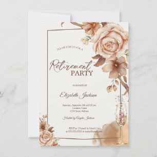 Invitation Fleurs d'automne à l'aquarelle Champagne Retraite