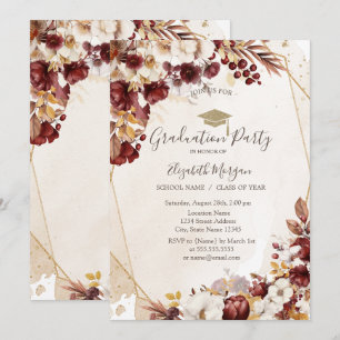 Invitation Fleurs d'automne, Casquette de grade, Diplôme