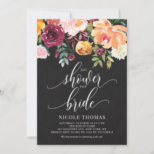 Invitation Fleurs d'automne Chalkboard Fête des mariées d'aut